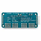 Underside of the PCA9685 board with the printed ratings: VCC 3-5V, logic 3-5V, V+ 6V max, 40-1000Hz