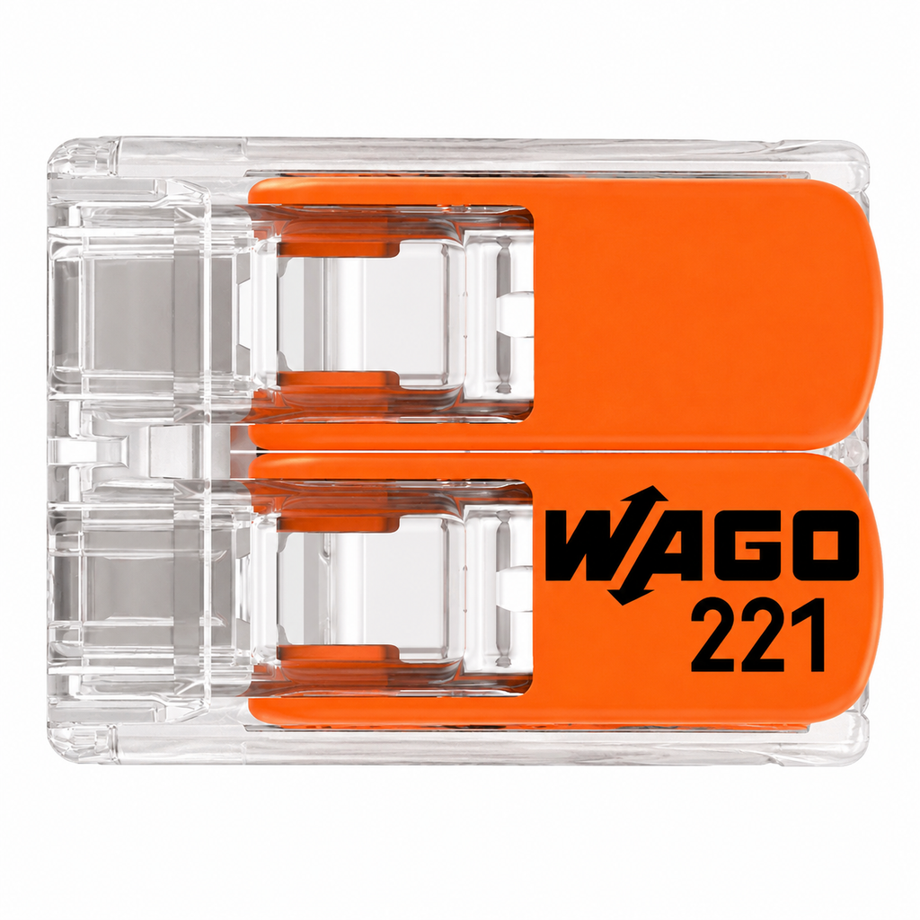 WAGO 221-412 2 pole lever connector top down view
