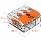 WAGO 221-413 dimensions 18.7 x 18.5 x 8.5 mm