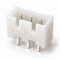 XH 2.5mm 3-pin vertical PCB header with three silver pins inside the white shroud, latch-side wall facing forward